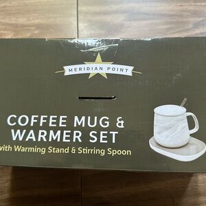 Meridian Point Coffee Mug & Electric Warmer Set with Spoon - 4-Piece Set